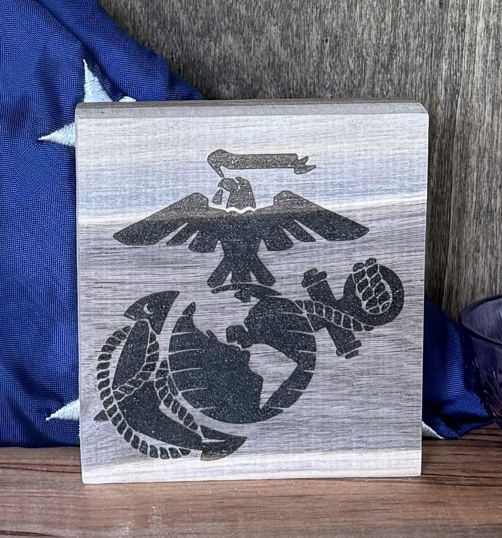 USMC Wood Shelf Decor