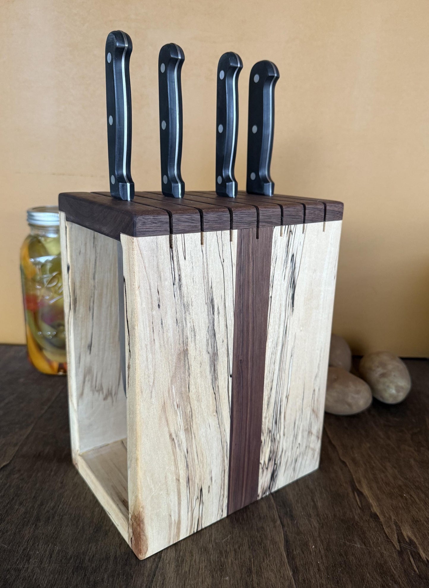 Knife Block - Spalted Maple and Walnut