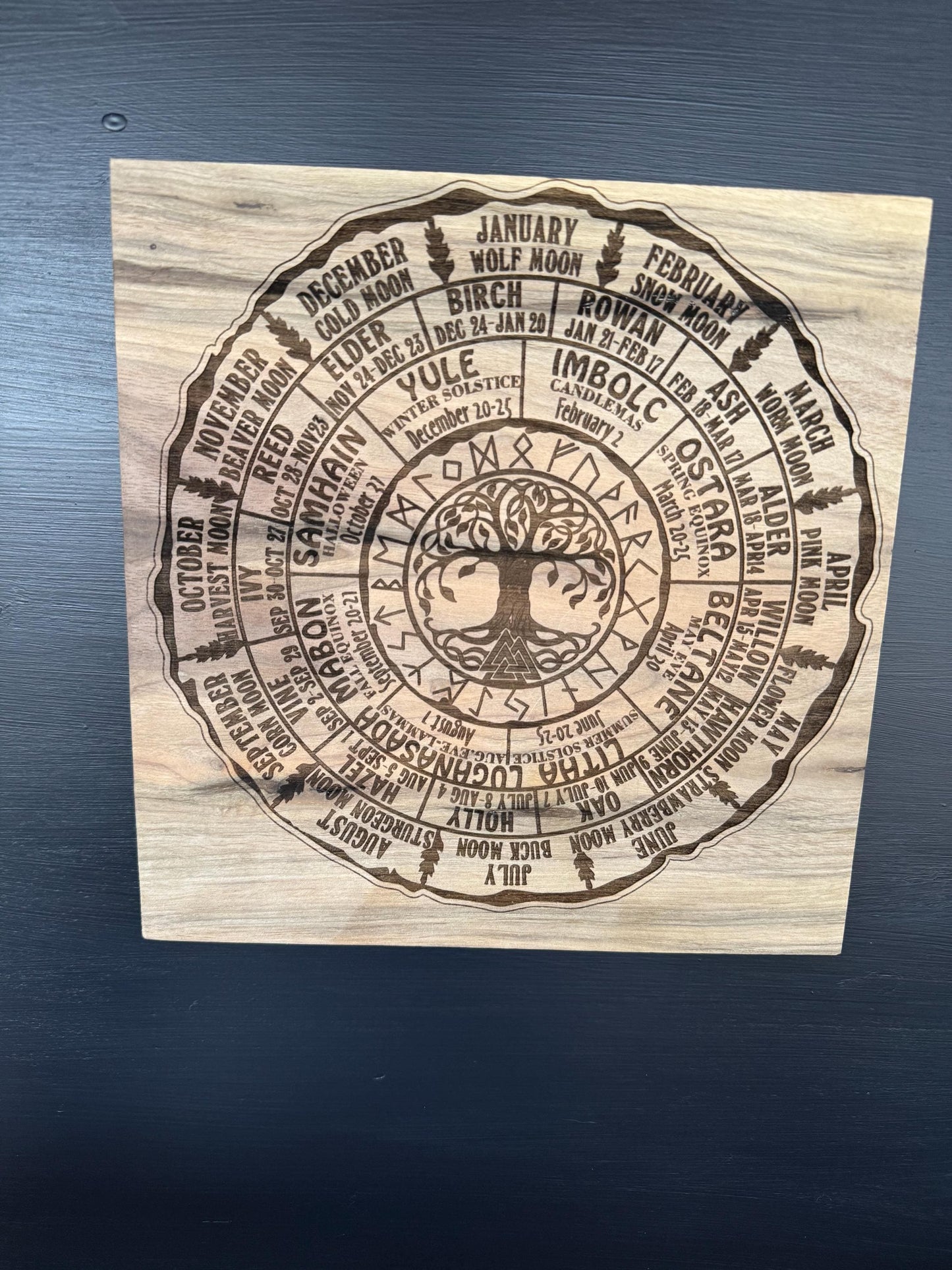 Wheel of the Year Walnut Wood Wall Art