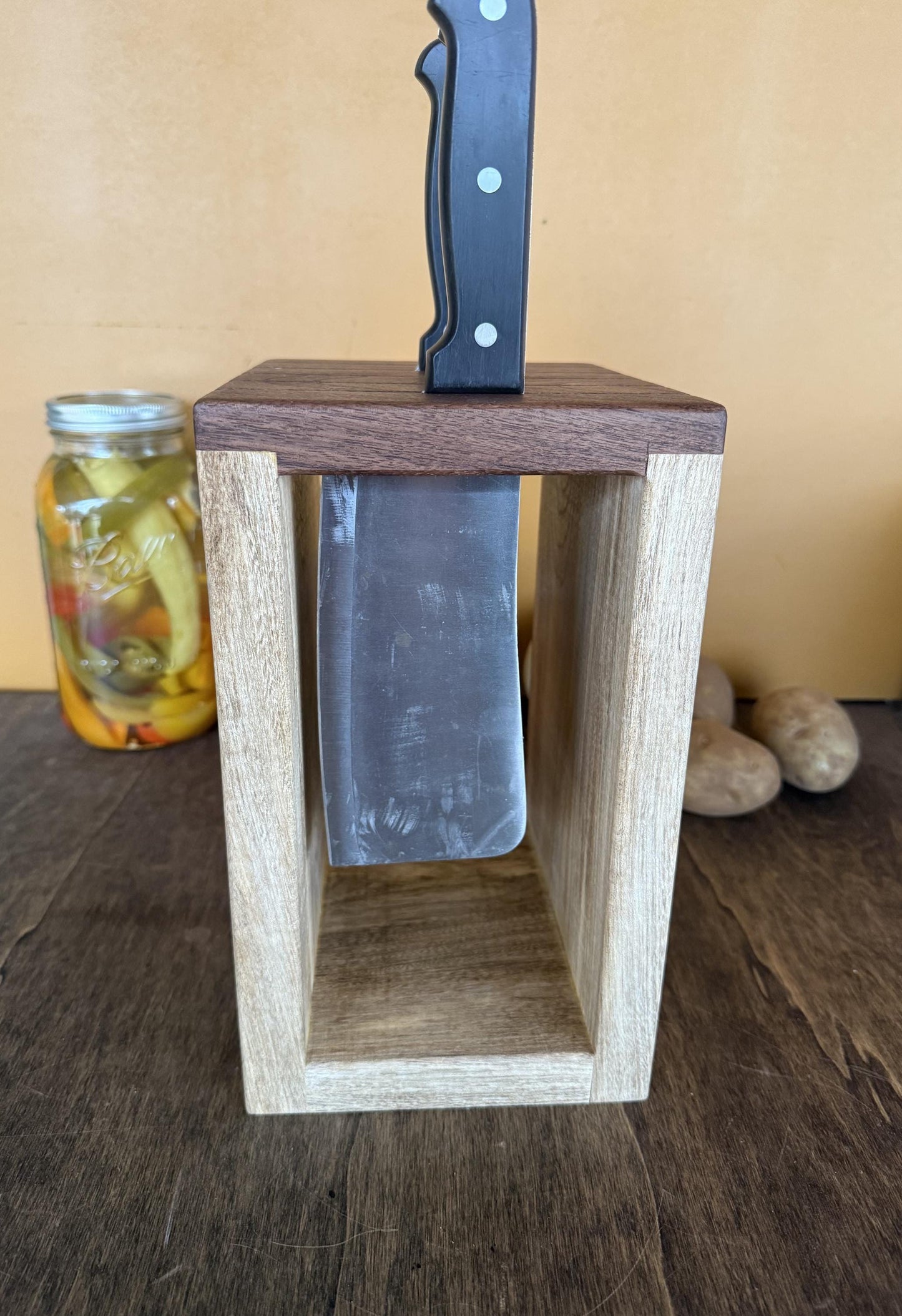 Knife Block - Hackberry and Walnut