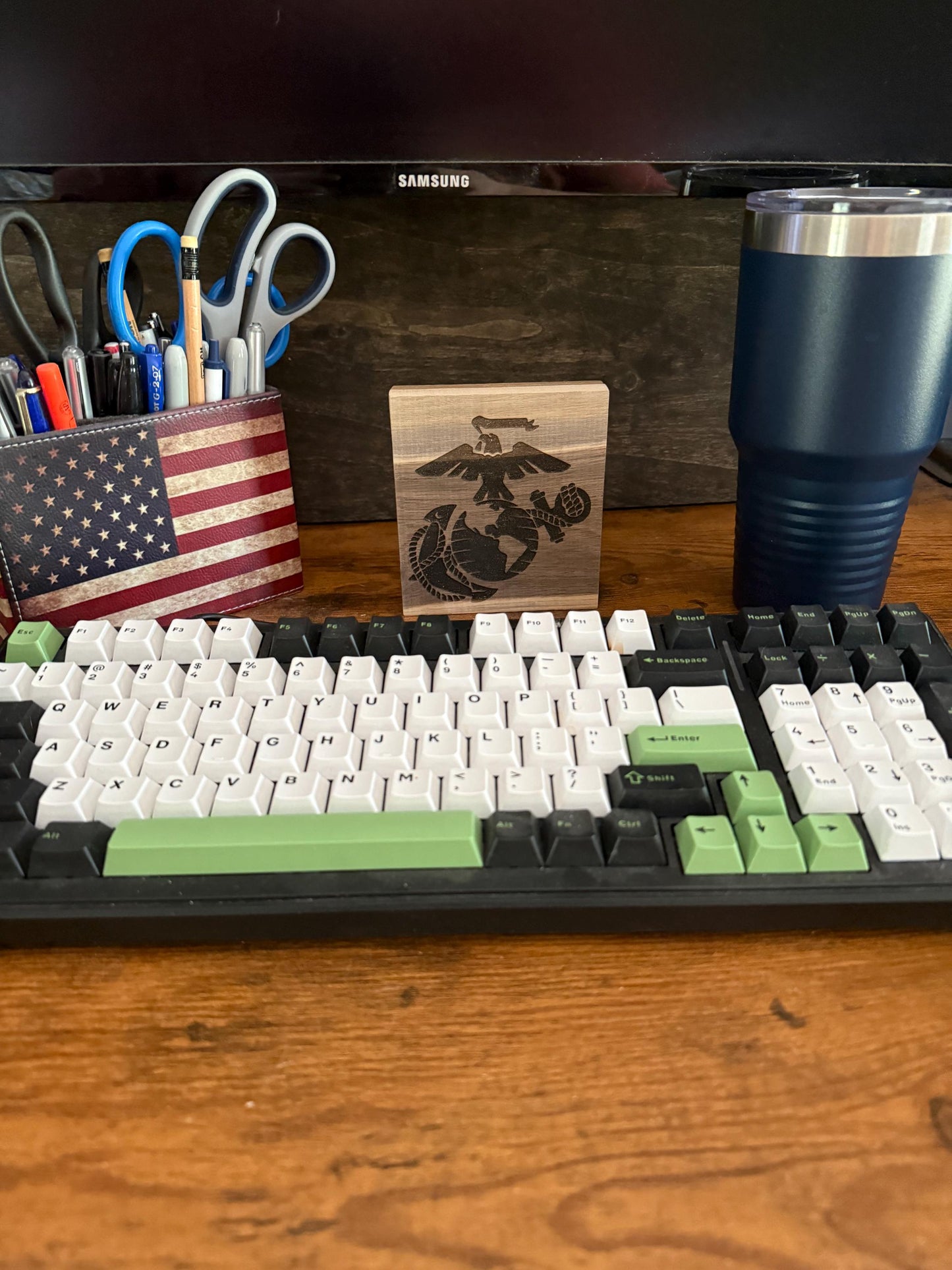 USMC Wood Shelf Decor