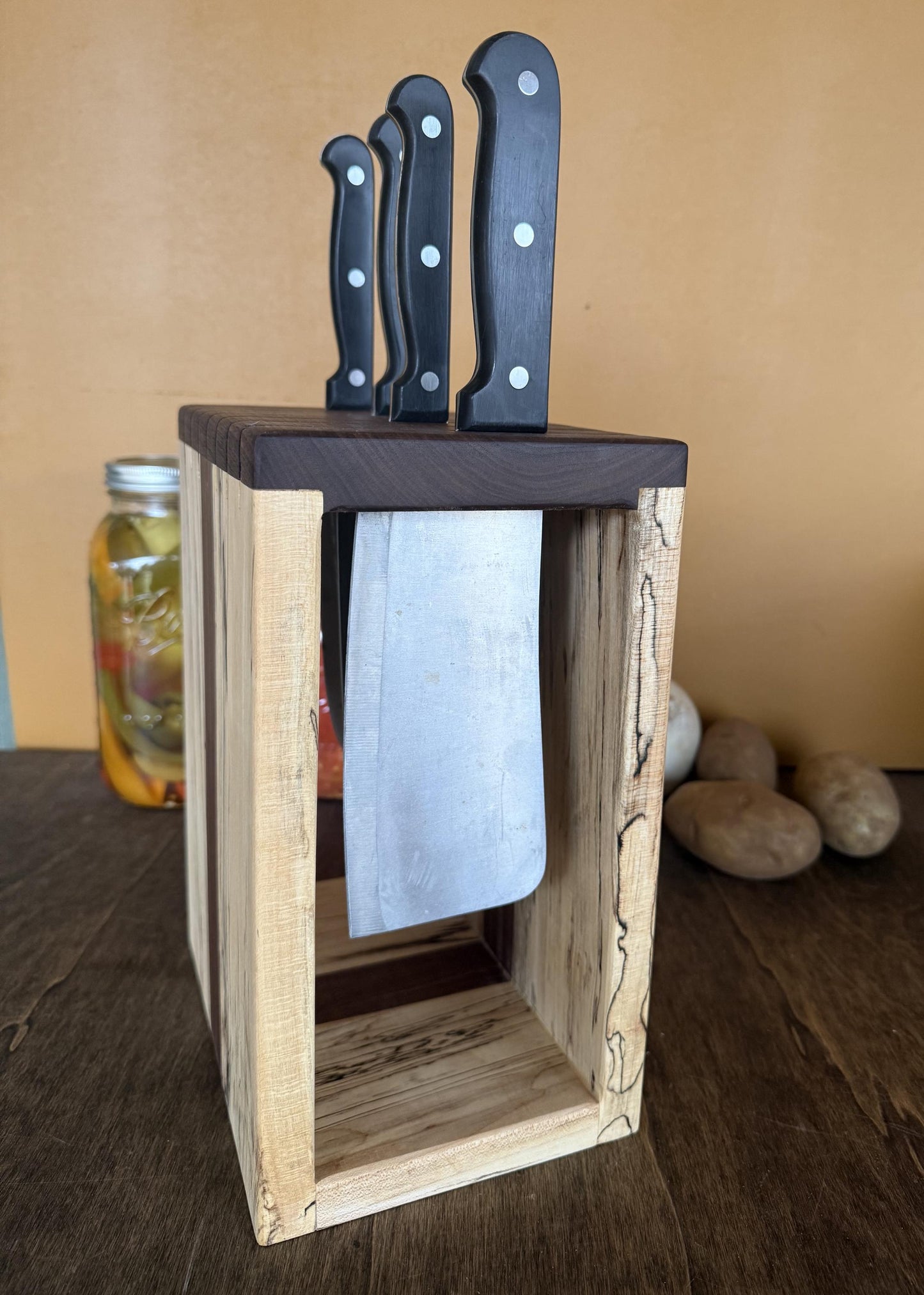 Knife Block - Spalted Maple and Walnut