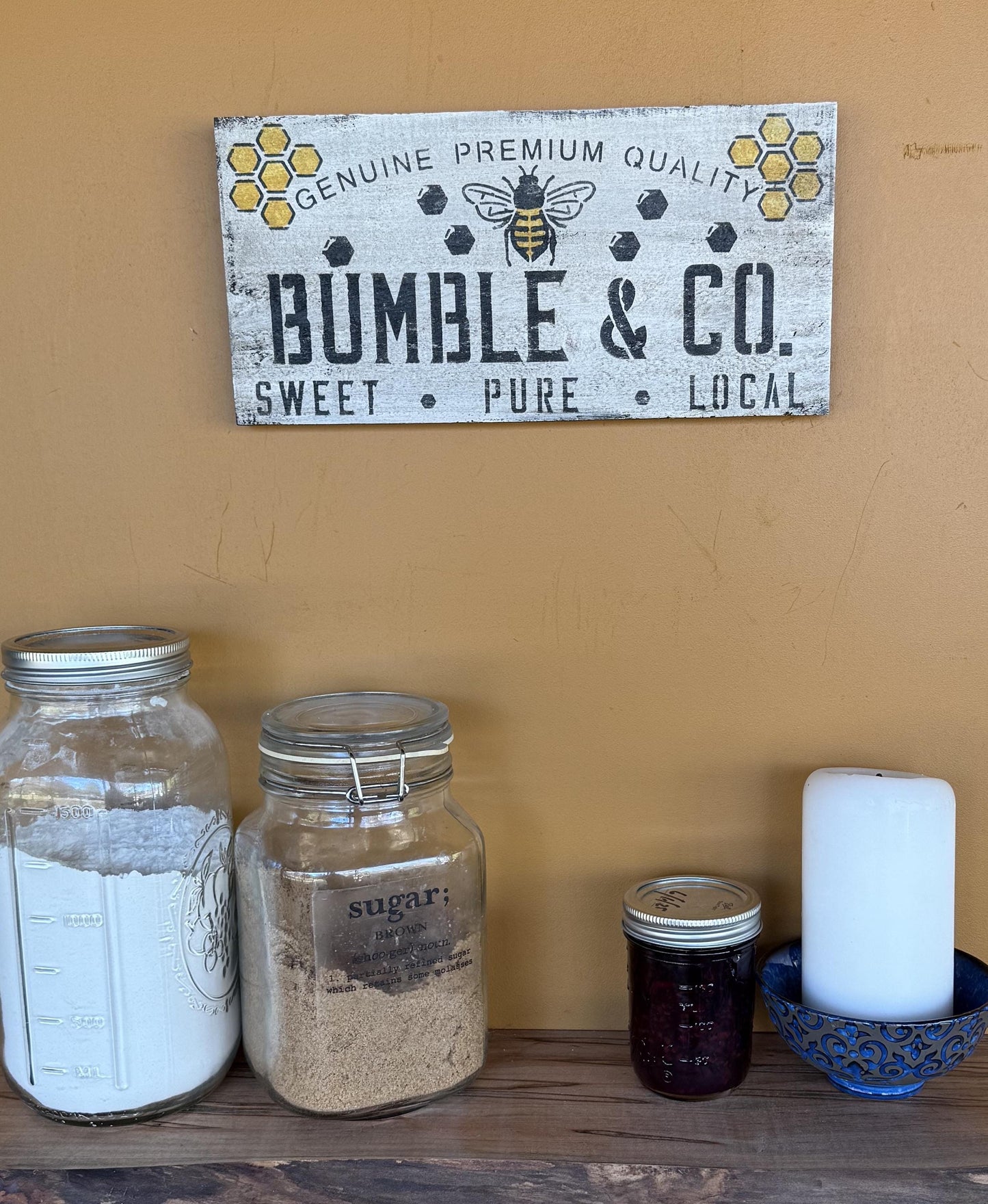 Small Farmhouse Honey Bee Wood Sign