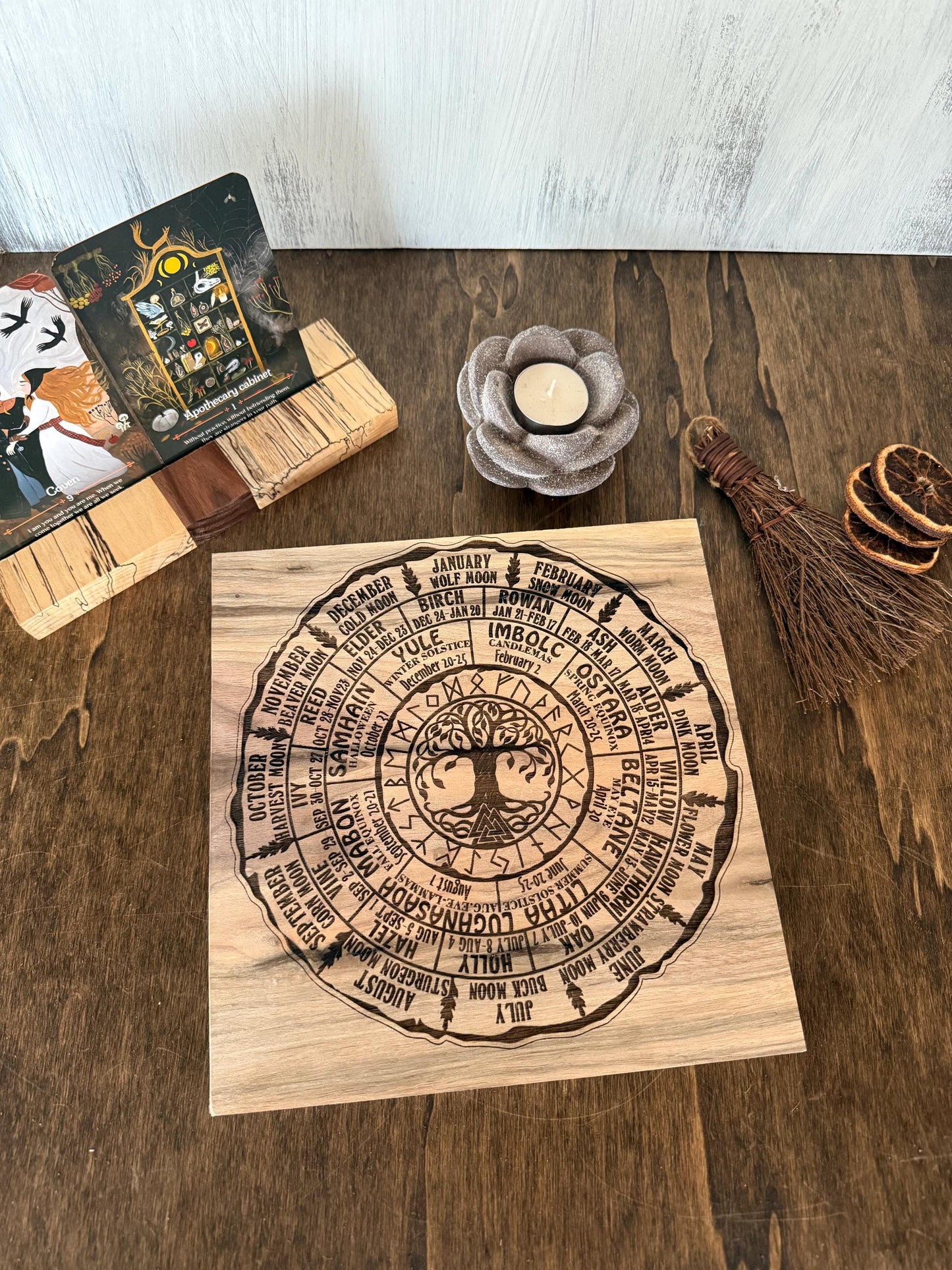 Wheel of the Year Walnut Wood Wall Art
