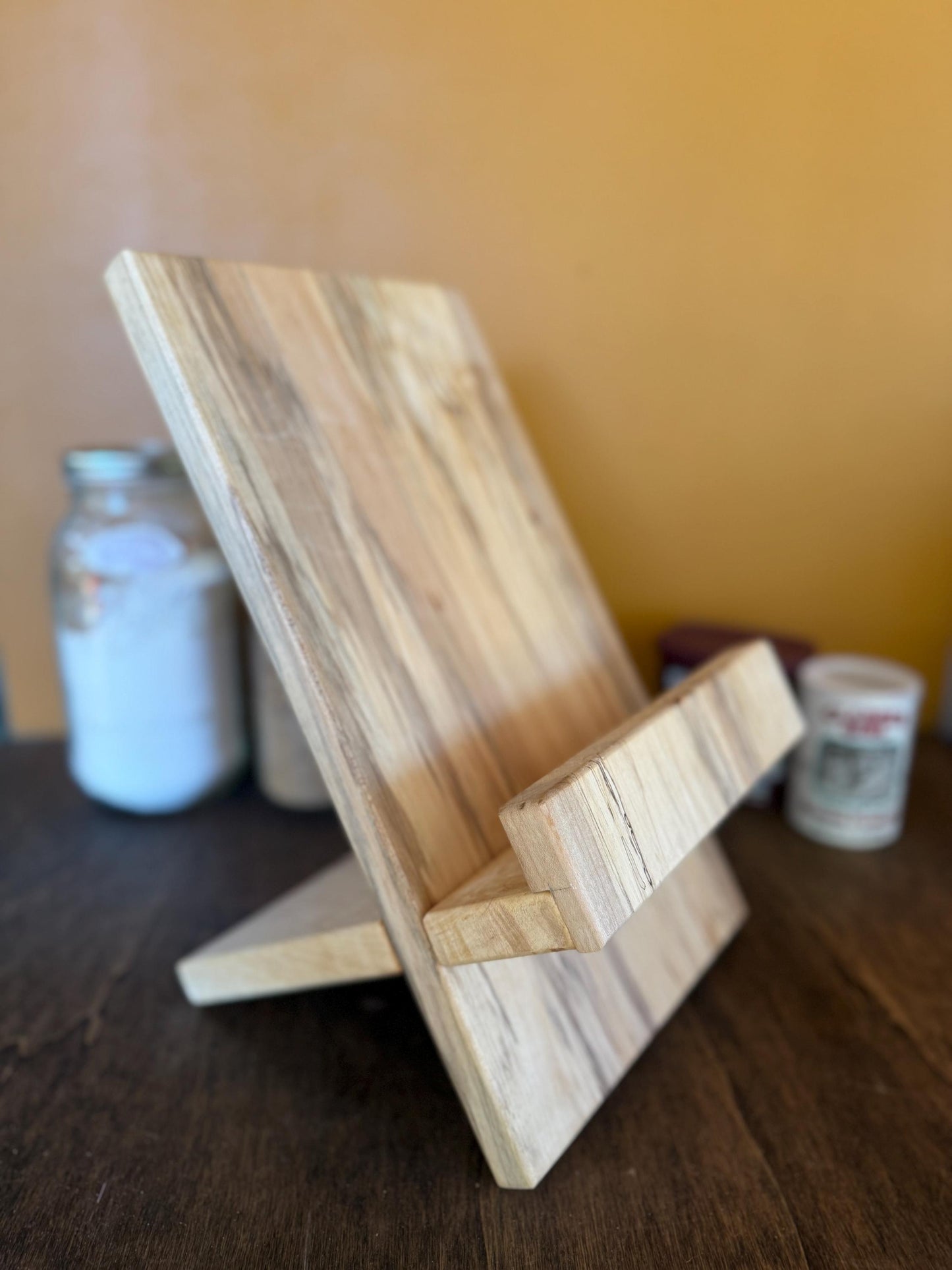 Cookbook Stand and/or iPad Holder with charging slot and foldable (Maple)