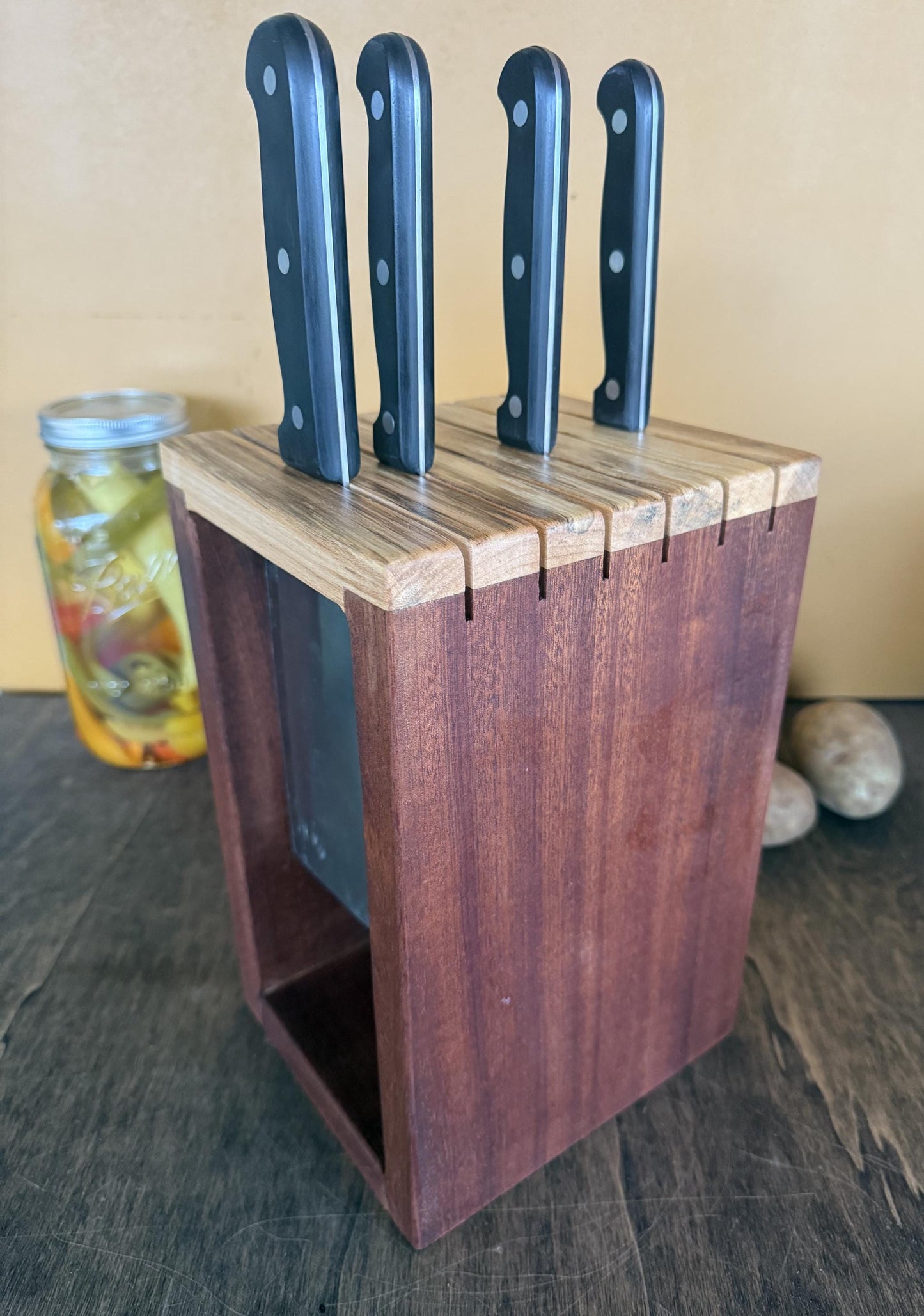 Knife Block - Sapele and Walnut