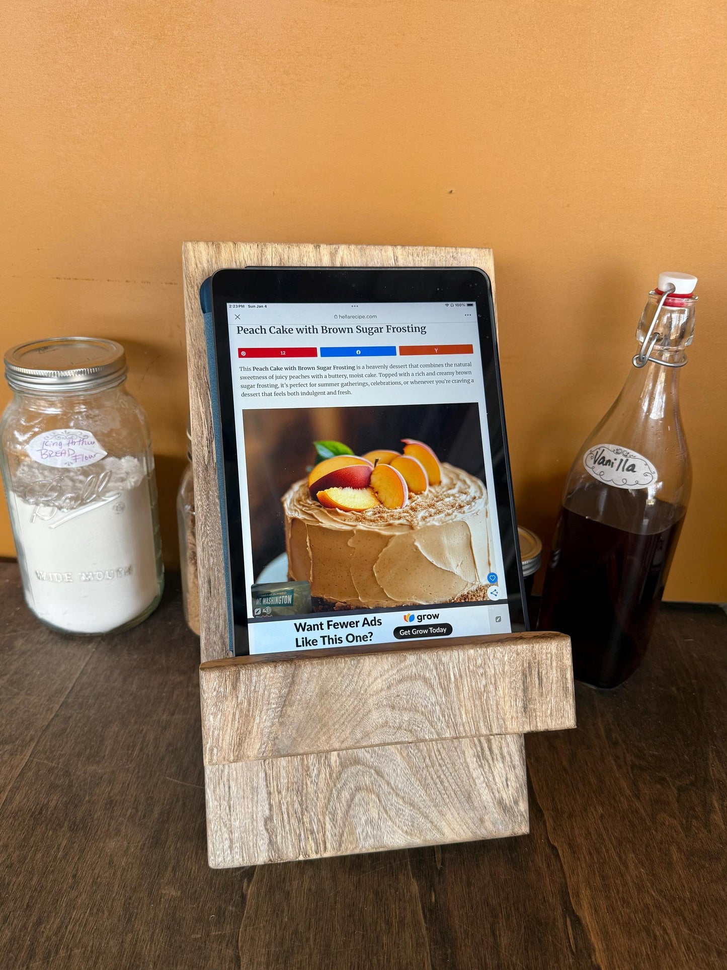 Cookbook Stand and/or iPad Holder with charging slot and foldable (Hackberry)