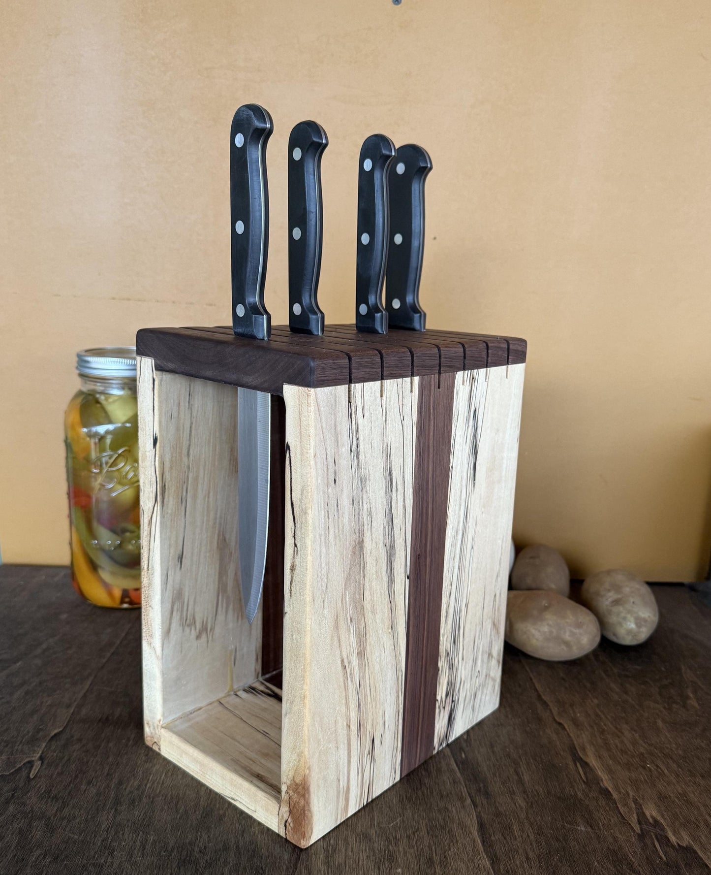 Knife Block - Spalted Maple and Walnut