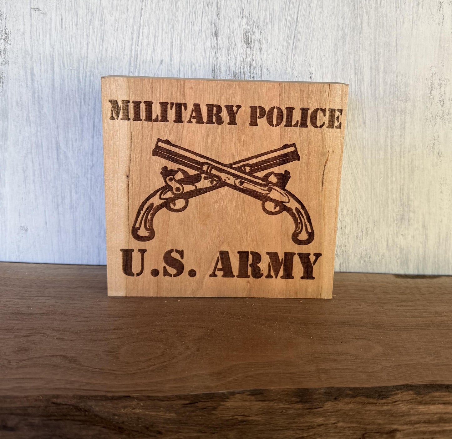 Military Police Wood Shelf Decor