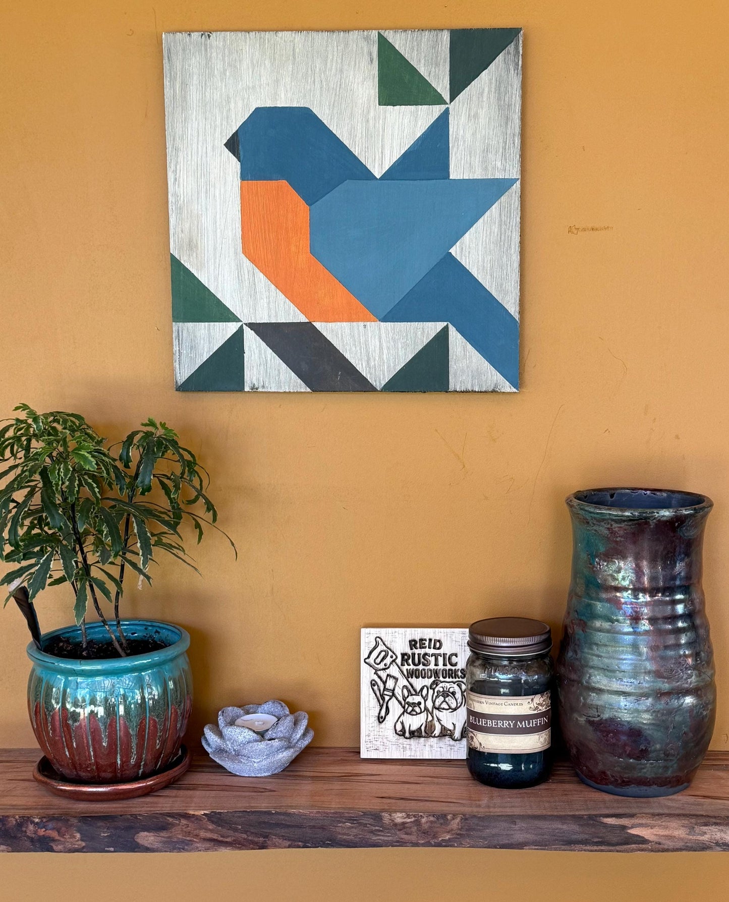 Bluebird Barn Quilt Wall Art 12 in x 12 in