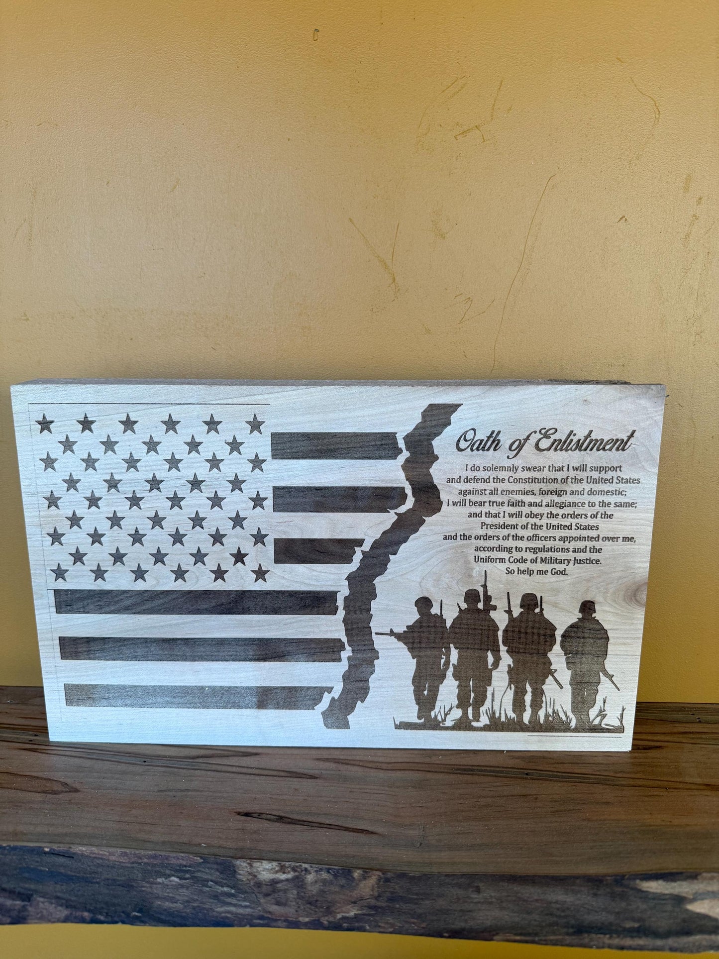 Military Oath of Enlistment Cherry Wood Sign (Large)