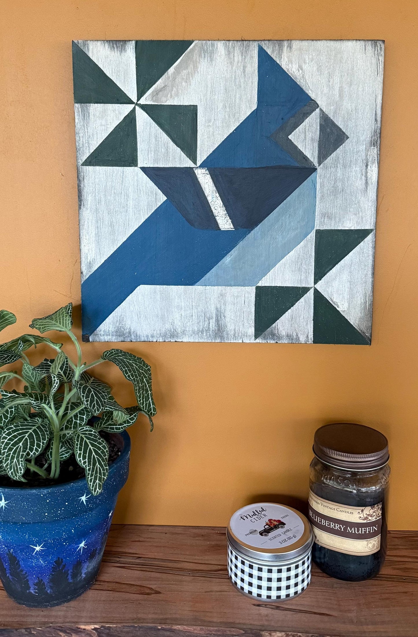 Blue Jay Barn Quilt Wall Art 12 in x 12 in