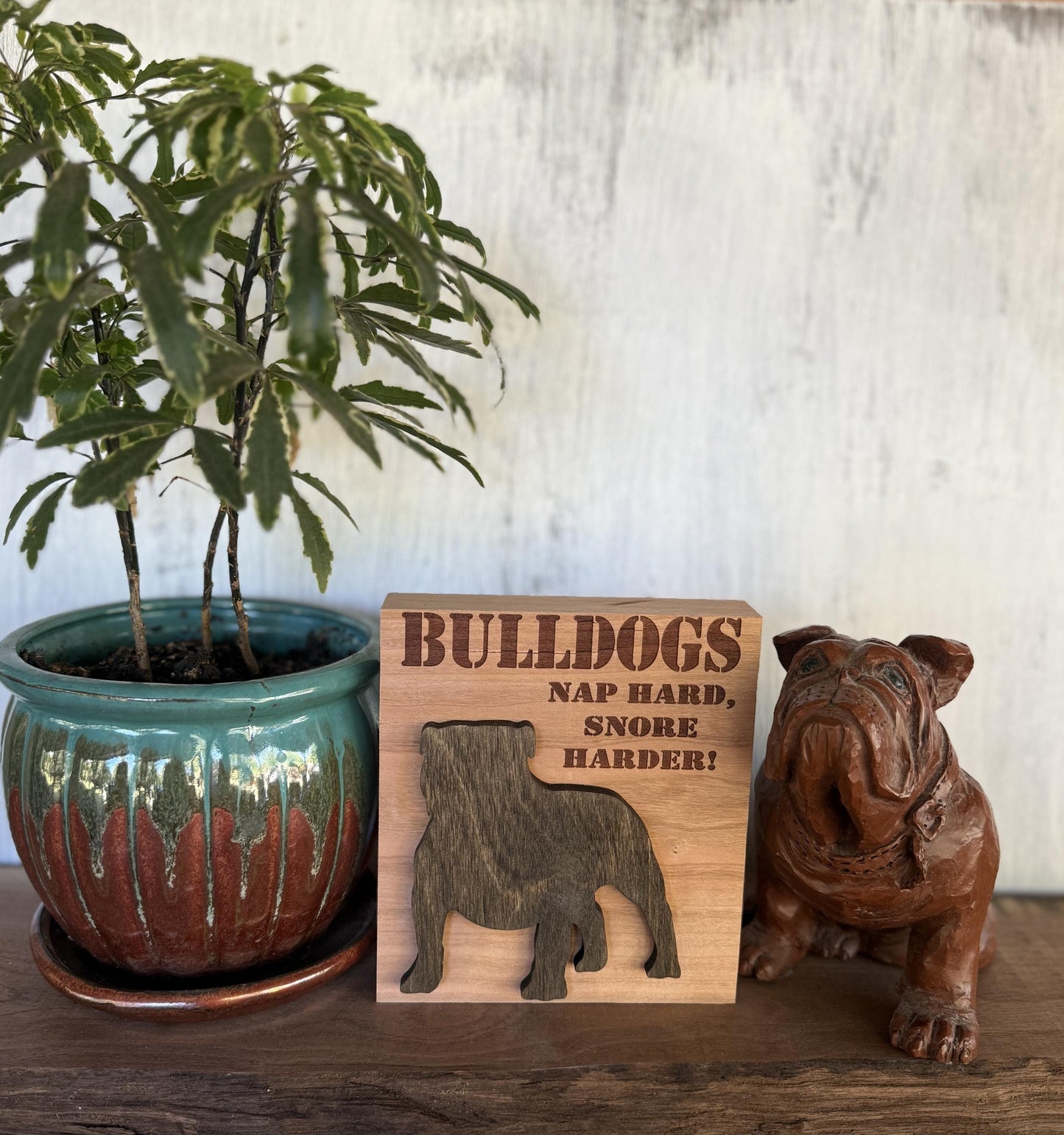 English Bulldog Decor - "Nap Hard, Snore Harder Sign"