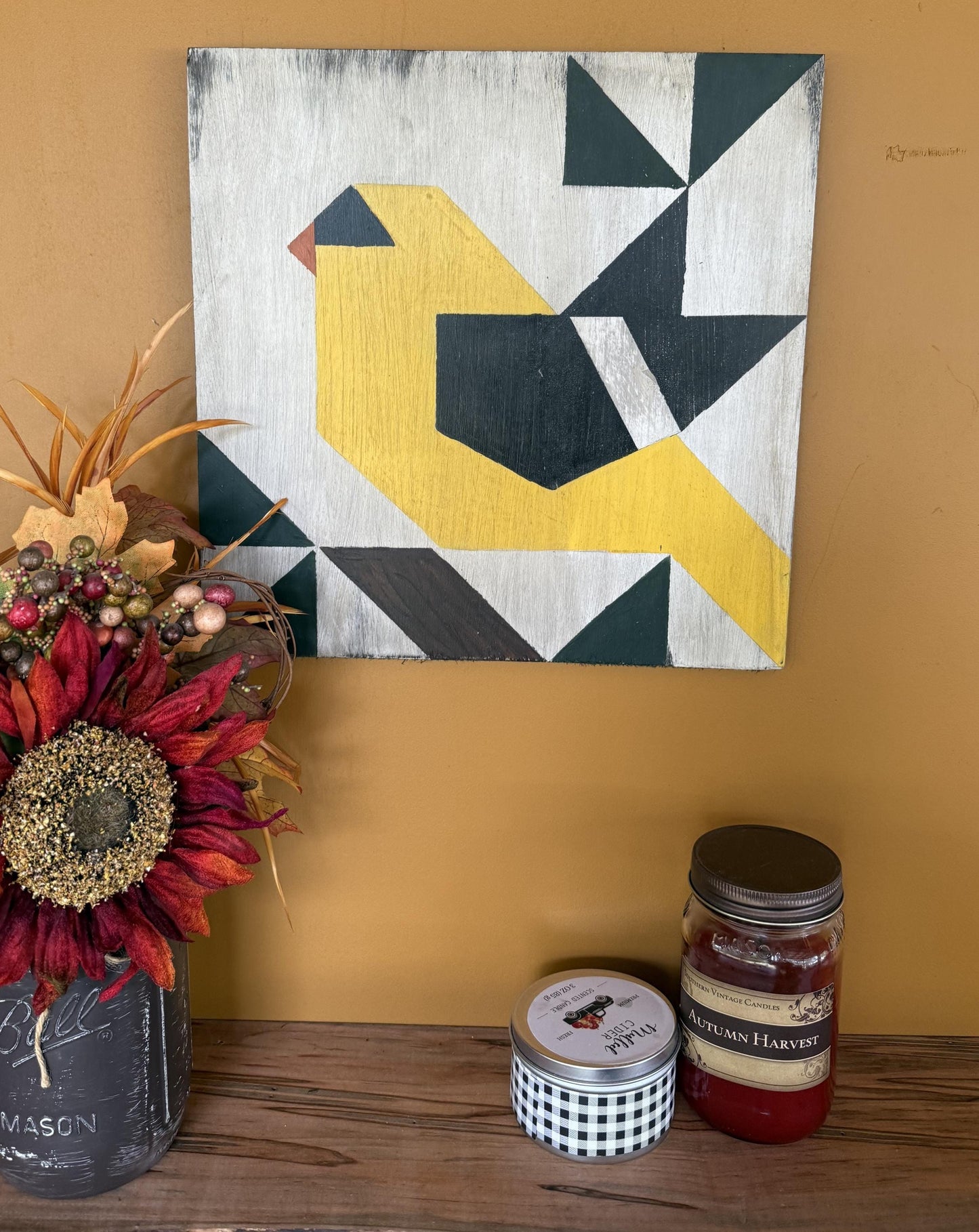 Goldfinch Barn Quilt Wall Art 12 in x 12 in