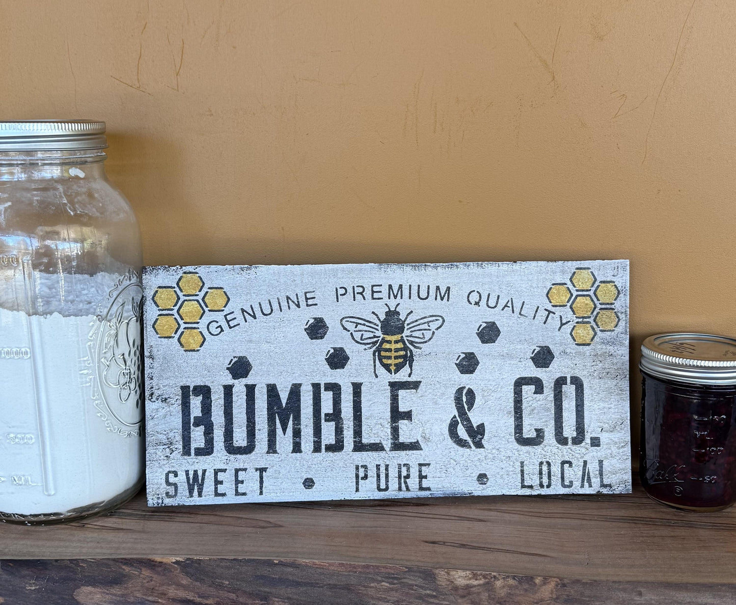 Small Farmhouse Honey Bee Wood Sign